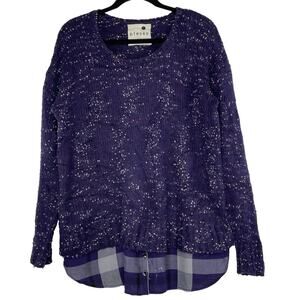 Pieces by Kensie knit sweater layered shirt purple size Large
